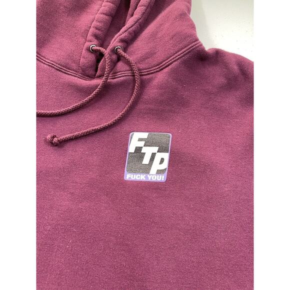 FTP F You Hoodie Mens L Burgundy Streetwear Underground Skate Sweatshirt 2018 - Picture 2 of 7